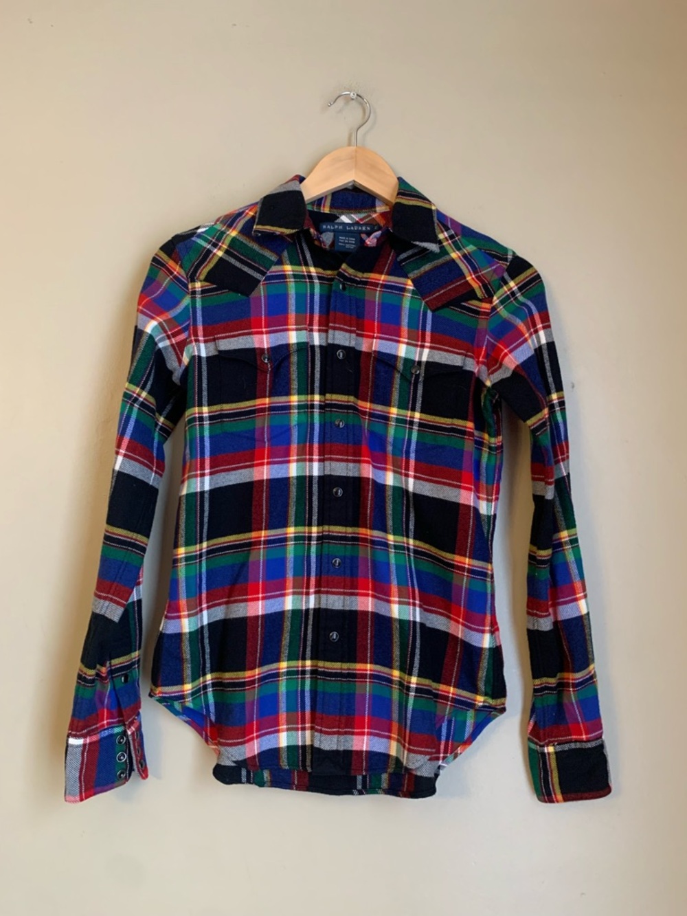 Ralph Lauren Snap Button Up Shirt 2 Long Sleeve Western Plaid Rodeo Equestrian